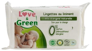 LOVE & GREEN LINGETTES AU LINIMENT LOVE & GREEN LINGETTES AU LINIMENT