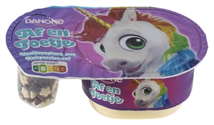 DANONE AF EN TOETJE VANILLEYOGHURT MET KNISPERSTERREN