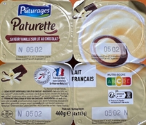 PÂTURAGES (INTERMARCHÉ) PATURETTE SAVEUR VANILLE SUR LIT AU CHOCOLAT