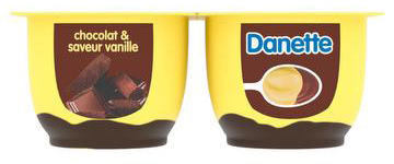 DANONE DANETTE MET DUBBELE SMAAK CHOCOLADE & VANILLESMAAK