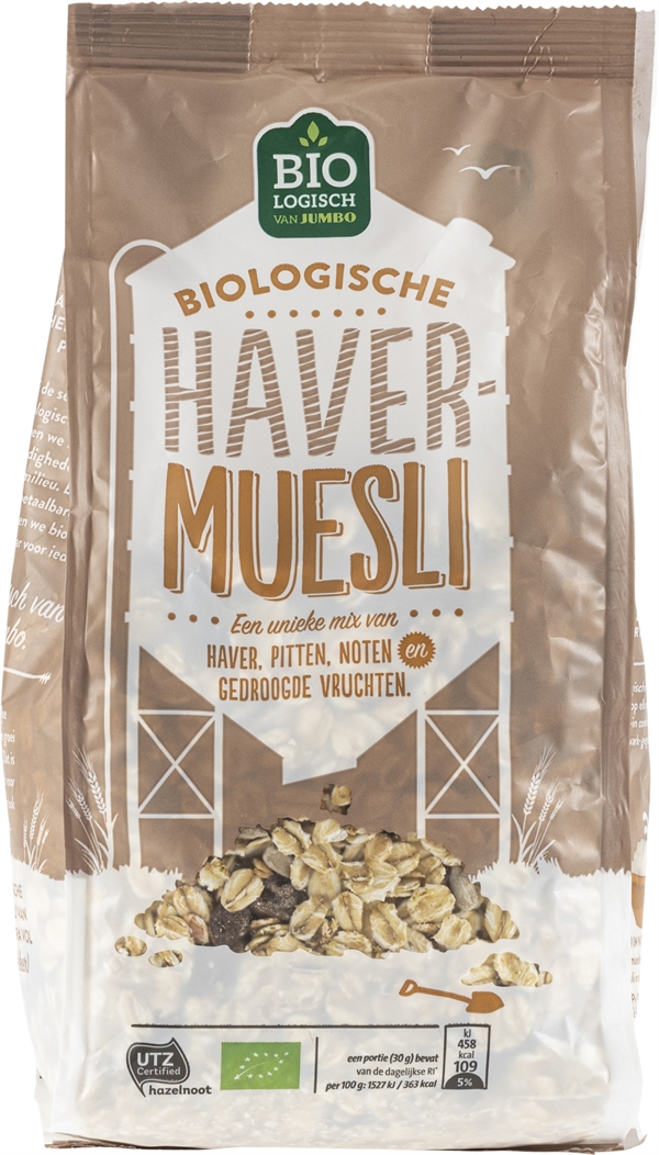 JUMBO BIOLOGISCHE HAVER MUESLI PITTEN, NOTEN, GEDROOGDE VRUCHTEN test